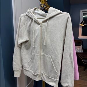 ALO Yoga Cream Zip-Up Hoodie